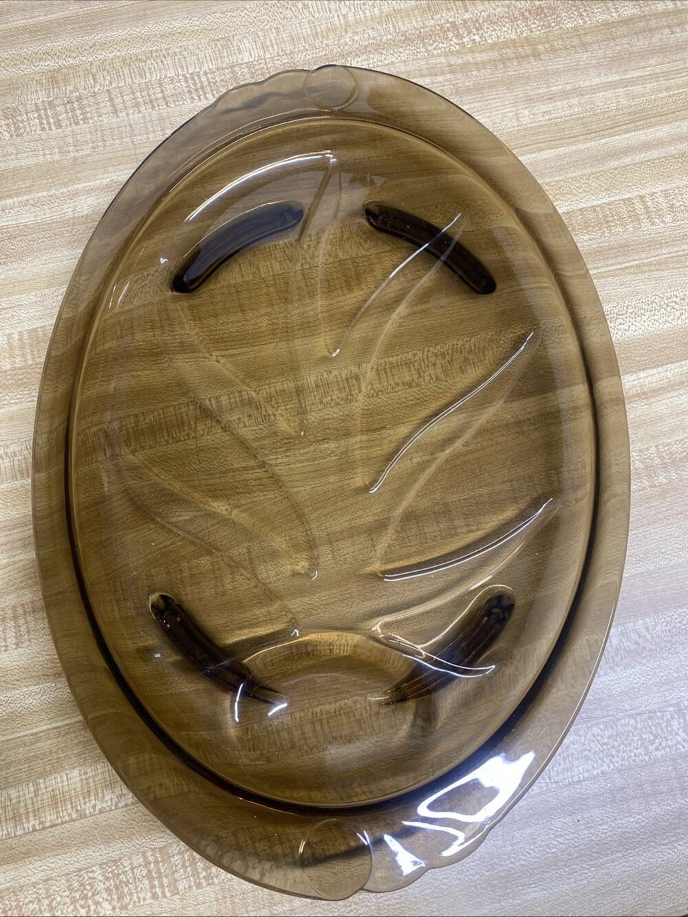 Vintage PYREX Amber Glass Oval TREE OF LIFE Platter Model 815 USA Made